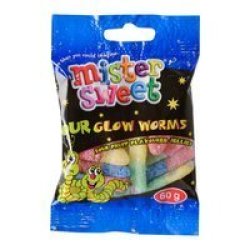 Sour Glow Worms - Party Treats - MINI - Assorted Colours - 60G - 8 Pack
