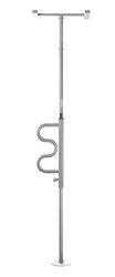 Stander Security Pole & Curve Grab Bar - Elderly Tension Mounted Transfer Pole + Bathroom Assist Grab Bar - Iceberg White