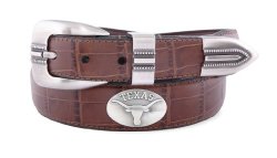 Ncaa Texas Longhorns Tan Crocodile Tip Leather Concho Belt 38
