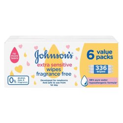 Johnsons Johnson's Baby Wipes Extra Sensitive 6 Value Pack 366 Wipes