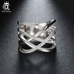 Orsa Jewels Big Size Silver Color Ring - 5 Silver