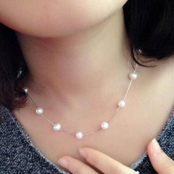 N981 Womens Jewellery Colliers Chain Simulated Pearls Necklace Bridal Jewelry Necklaces Female Wh...