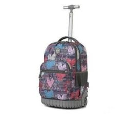 Phronex New Kings School Trolley Bag School Bag Luggage Rolling Backpack Heart Grey