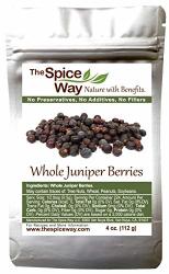 The Spice Way Juniper Berries - Whole Berries Pure No Additives Non-gmo No Preservatives 4 Oz Great For Cooking And For Spicing