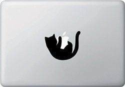 Cat Hanging - Laptop Decal - Copyright 2014 - Yadda-yadda Design Co. 3.5"W X 3"H Black