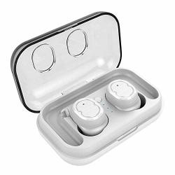 Bluetooth Headphones Furiger IPX5 Waterproof MINI Sports Workout Running Gym In-ear Stereo Earbuds With Microphone Charging Case Compatible With Iphone Samsung Smart Phones White