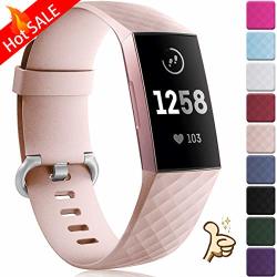 Maledan Compatible With Fitbit Charge 3 Bands Large Pink Sand