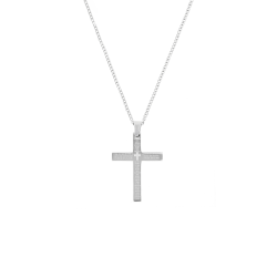 Icom Icon Stainless Steel Inscribed Cross Mens Cross Pendant
