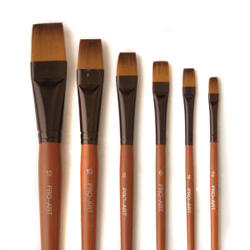 Nylon Short Handle Flat Brush Brown - Size 12