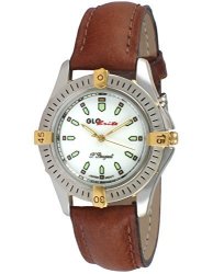 Peugeot Glow In The Dark Light Up Watch With Classic Brown Leather Band Ideal For Camping Or Outdoor Activity