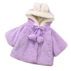 Sothread 12 Months Baby Infant Girls Fur Winter Warm Coat in Purple