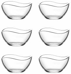 Vira 2.25 Ounce MINI Glass Bowls Beautiful Wavy Design Thick Durable Glass For Sauces Condiments Candy And More Microwave And Dishwasher Safe 6 Piece Set 2.5" X 1.5