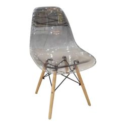 Smte - Clear Eames Chair With Wood Legs-transparent