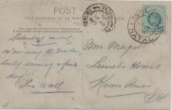 Natal 1909 Kevii Ppcard With Inchanga Cds To Krom Rivier Scarce