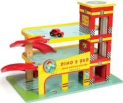 Le Toy Van Dino& 39 S Garage With Stickers Red