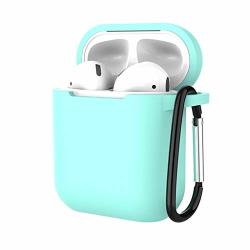 Certainpl Airpods Case With Keychain Shock-proof Silicone Cover Skin For Airpods Charging Case Mint Green