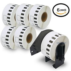 6 Rolls Brother-compatible DK-2211 29MM X 15.2M 1-1 7" X 50' Continuous Length Film Tape With One Refillable Cartridge