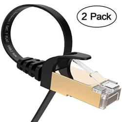 Vandesail Ethernet Cable Cat 7 Cable Network Cable RJ45 High Speed Stp Lan Cord Gigabit 10 100 1000MBIT S Gold Plated Lead 2M 6.5FT BLACK-2PACK