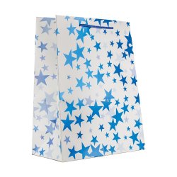 Gift Bag Paper Medium Stars White
