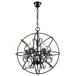 Bright Star Lighting - Spherical Shaped Metal Pendant With Crystals