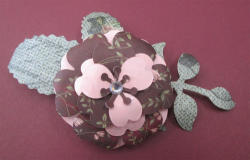 The Velvet Attic - Handmade 3d Paper Tole Flower With Leaves & Diamante - 6 Layers