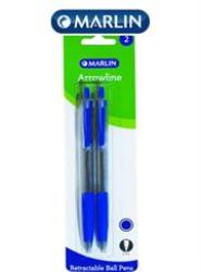 Marlin Arrowline Retractable Pens With Rubber Grip Blue 0.7MM-PACK Of 2   features: • Product Description: Marlin Arrowline Retractable Pens With Rubber Grip Blue 0.7MM•