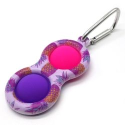 Fidget Pop It Toy Key Ring - Double Bubble Pop Keychain - Fruity