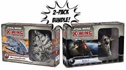 Star Wars X-wing Miniatures Game Millennium Falcon And Slave 1 Expansion Pack Bundle Sold From Scats