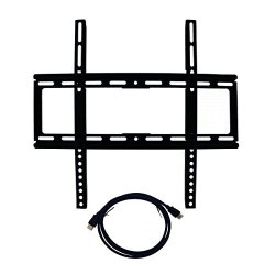 Best Medium Sized Fixed Universal Flat Panel Screen Tv Low Profile Wall Mount Bracket With 6"" HDMI Cable Bundle 26"" - 47"" Television Heavy
