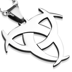 Stainless Steel Tricrescent Three Crescent Moon Tribal Charm Pendant - Pac247