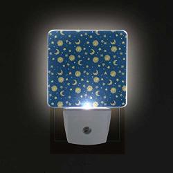 Xiaodengyeluwd 2 Pack Sun Moon And Stars Plug In LED Night Light Auto Sensor Dusk To Dawn Decorative Night For Bedroom Bathroom Kitchen Stairs