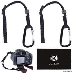 2X Camera Tether With Carabiner - Double Secure Your Dslr Or Compact Camera - First Attach To Camera Eyelet - Then Hook Up To