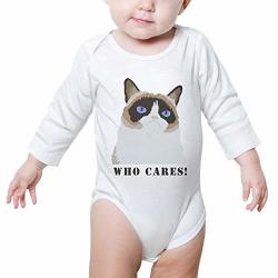 Zhangyuyu Grumpy Cat Who Care Long Sleeve Baby Onesies Newborn Clothes