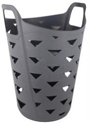Round Laundry Basket Grey - Large 55 Litre Capacity Contemporary Design Flexible Heavy Duty Abs Plastic Allows You To Neatly Organise Your Laundry