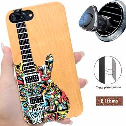 Wood Phone Case For Iphone 8 7 6 6S Not Plus And Magnetic Mount-iproductsus Protective Cases Printed Colorful Guitar Built-in Magnet Metal Plate Tpu Rubber Shockproof Covers 4.7"