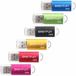 Eastfun 6 Pack 16GB USB 2.0 Flash Drive Memory Stick Thumb Drive Thumb Stick Jump Drive Zip Drive Pen Drive With LED Indicator 6
