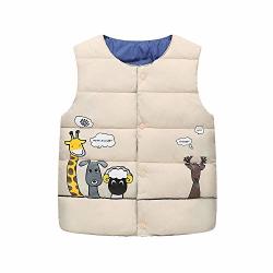 Baby Boys Girls Vest Coat Sleeveless Lightweight Cartoon Animal Winter Waistcoat Jacket Clothes Age: 2-3 Years Old Khaki