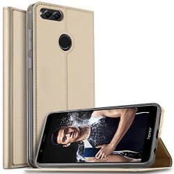 Huawei Honor 7X Case Kugi Huawei Honor 7X Case Ultra-thin Bw Style Pu Cover + Tpu Back Stand Case For Huawei Honor 7X Smartphone Gold