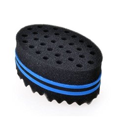 Generic New Oval Double Side Two In One Magic Twist Hair Sponge Afro Braid Style Coils Wave Hair Curl Sponge Brush Blue