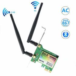 Yateng Wireless Network Card Wireless Wifi Dual Band Gigabit Adapter 867MBPS 2.4GHZ-300MBPS 5GHZ-867MBPS With High-gain Antenna Bluetooth 4.0 Pci-e Wireless Wifi Network Adapter
