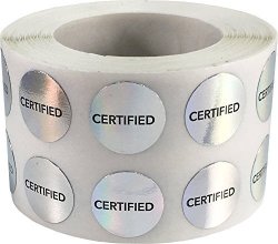 Certified Labels Holographic Silver .5 Inch Round Circle Dots 1 000 Adhesive Stickers