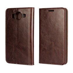 Lumia 950 Case Icovercase Crazy Horse Pattern Genuine Leather Case Wallet Function Flip Stand Cover For Microsoft Nokia Lumia 950 Dark Brown