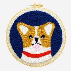 Puppy - Punch Needle Embroidery Wool Art Diy Craft Kit Tapestry