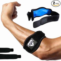 PlayActive 2-PACK Tennis Elbow Brace With Compression Pad By Sports - Best Tennis & Golfer's Elbow Strap Band Relieves Tendonitis And Forearm Pain