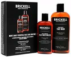 Brickell Men's Daily Essential Face Care Routine I - Gel Facial Cleanser Wash & Face Moisturizer Lotion - Natural & Organic