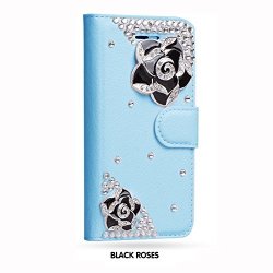 Xiaomi Mi Max 2 Case Black Rose Diamond Pu Wallet Leather Card Slots Flip Skin Cover Case For Xiaomi Mi Max 2 Mi MAX2 2017 Version