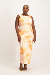 Lira Panel Detail Tie Dye Dress - Peach Sunset - XL