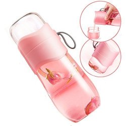 Glass Drinking Water Bottle Tea Infuser With Loose Leaf Tea Strainer Fruit Infuser For Women Girls With Strainer Filter Protective Silicone Sleeve Portable Rope