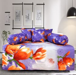 100% Cotton Floral Diwan Single Bed Sheet Set Bedding Set Of 6 Home Decor Gift- 144 Tc SB-DS102A