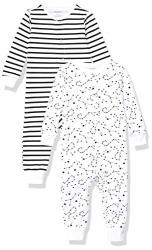 Hanes Ultimate Baby Flexy 2 Pack Sleep And Play Suits Black Stripe 6-12 Months